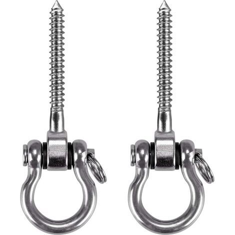 Crochet à vis, crochet de plafond robuste à 180° en acier inoxydable 304 pour aires de jeux intérieures et extérieures, yoga, hamac, corde, balançoire, chaise suspendue, sac de sable, poids maximum 45 (1/4)