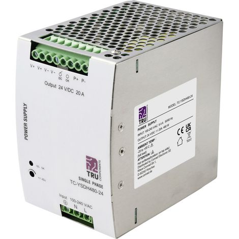 TRU COMPONENTS TC-13864572 Hutschienen-Netzteil (DIN-Rail) 24 V/DC 20 A 480 W Anzahl Ausgänge:1 x (1/5)