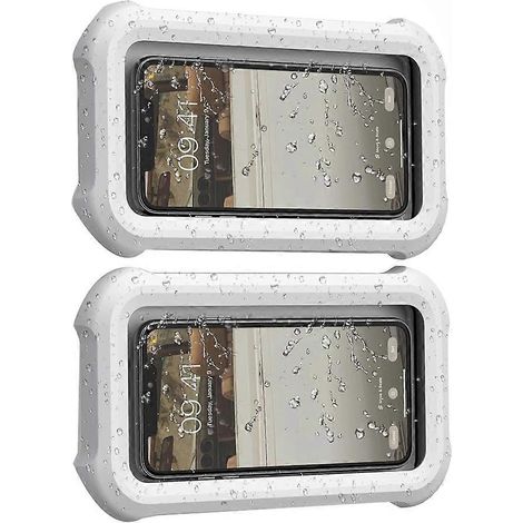Lot de 2 supports de téléphone étanches pour la douche, avec rotation à 360°, angle réglable et fixation murale pour salle de bain. (1/5)