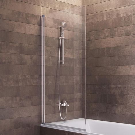 Schulte Duschwand für Badewanne 1-teilig schwenkbar - 70 x 120 cm, Glas: 5 mm Sicherheitsglas Klar Hell, Profil: Alu Natur (1/3)