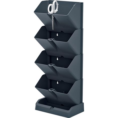 Jardinière verticale Prosperplast Mini Cascade en plastique de couleur anthracite 19,5 (L) x 11,4 (l) x 47,5 (H) cm avec ciseaux de jardinage (1/8)