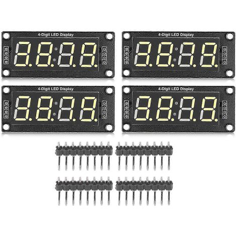 Afficheur LED 4 chiffres 0.56 pouce jaune, module horloge 7 segments TM1637, kit de 4 panneaux MRA041E, écran digital pour montage électronique. (1/5)