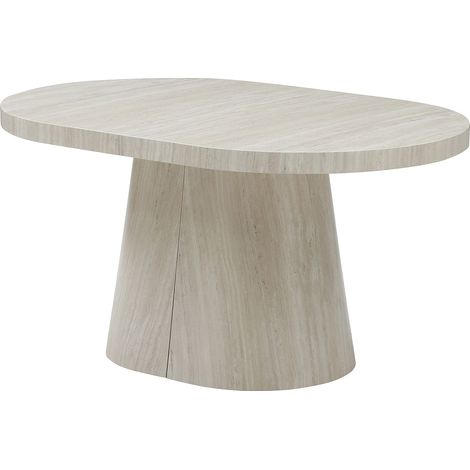 Table à manger extensible 6 à +12 personnes en MDF - Effet travertin beige - CLOEVA