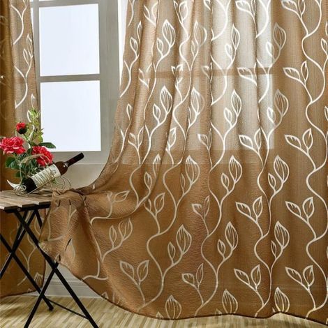 Rideau Voilages 1Pcs 100250cm Rideau Voilages 1Pcs 100250cm Feuillet Marron Feuillet Marron (1/4)