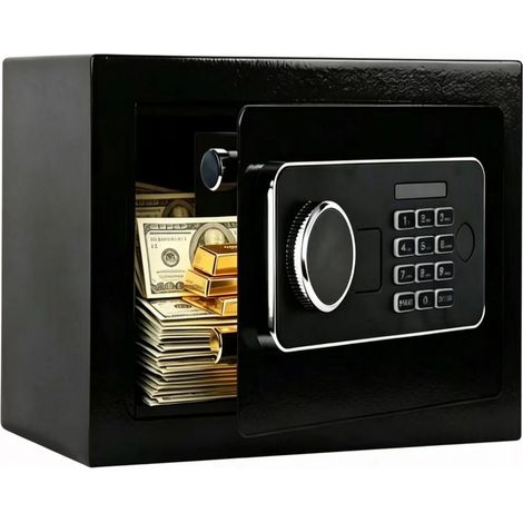 Coffre-fort de sécurité en acier avec clavier numérique, serrure électronique, 31 x 20 x 20 cm, coffre-fort pour argent, bijoux et documents (1/5)