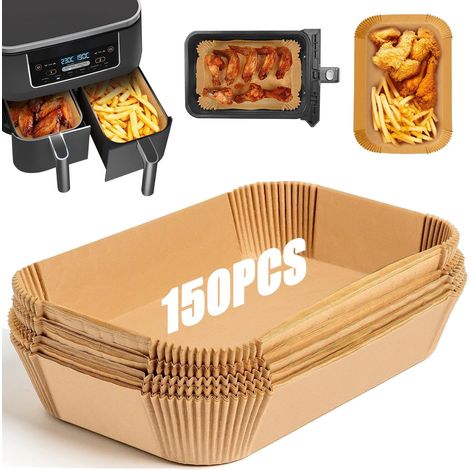 Lot de 150 papiers cuisson air fryer pour Ninja AF300EU AF400EU, Salter, Tower et autres friteuses double zone, accessoire cuisine - pour air fryer (1/5)