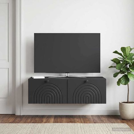 Wandmontierter TV-Schrank Schwarz 99 x 41 x 30 cm Holzwerkstoff (1/5)