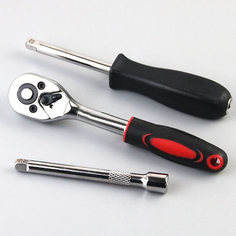 Lot de 46 outils de réparation vélo moto tournevis cliquet surface polie noire (1/5)