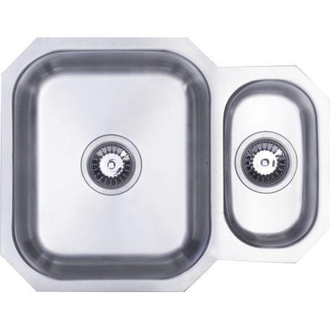 Prima 1.5 Bowl Undermount Kitchen Sink with Waste Kit 595mm L x 460mm W - Stainless Steel