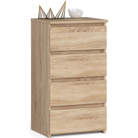 Akord – Commode enfant 4 tiroirs – Chêne sonoma – Dimensions 40x35x74 cm – Panneau stratifié – Assemblage facile