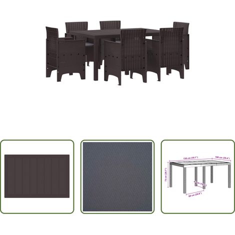Mobilier extérieur - Ensemble de salle à manger pour jardin 7 pcs Marron Rattan Polt (1/5)