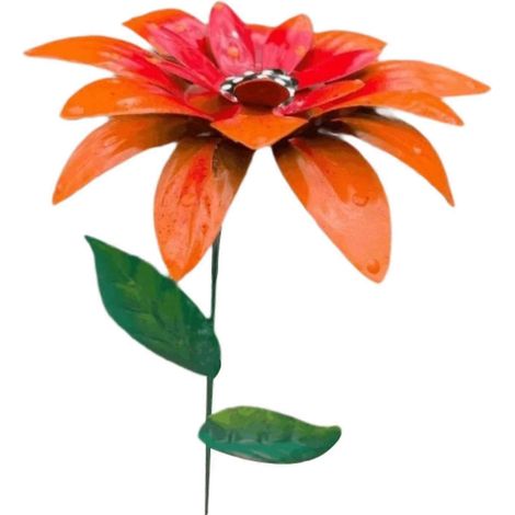 Piquet de jardin en fer pour fleurs - Bâtonnet robuste, léger et réaliste, idéal pour décorer allées, pelouses et jardins extérieurs.-Orange
