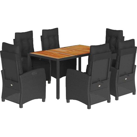 Maison Exclusive - Set da Pranzo da Giardino 7 pz Nero con Cuscini in Polyrattan