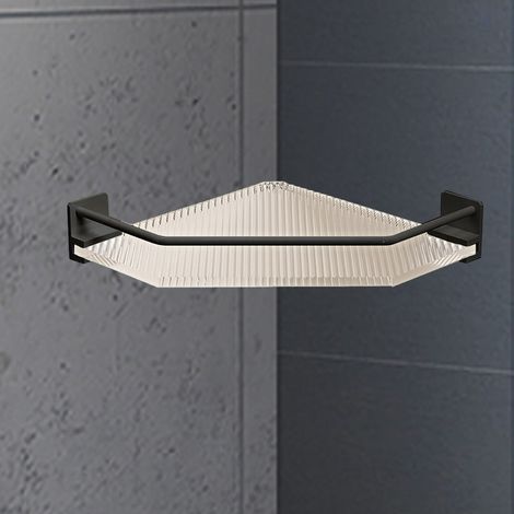 Étagère d'angle pour douche, organisateur de salle de bain, douche, acrylique, sans perçage, grande capacité pour salle de bain, cuisine, dortoir, triangulaire, noire, simple couche (1/5)