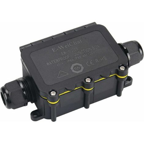 Caja de conexiones impermeable IP68 (1 unidad) - Conectores de caja de conexiones de 2 vías para exteriores, para cables de 5-12 mm de diámetro - Color negro (1/4)