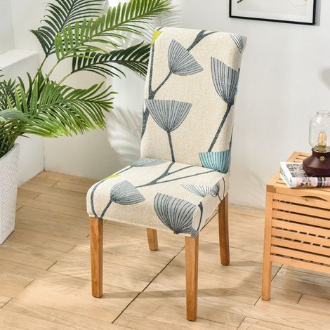 Ensemble de six housses de chaises élastiques, lavables et universelles, idéales pour la maison et toutes les saisons - Pissenlit (1/3)