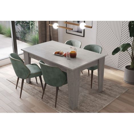Tavolo da Pranzo Allungabile Da 140 A 200 Cm Gambe a Spillo Design Moderno 8 Posti In Melaminico Estensibile Con Guide In Metallo Cucina Salotto Soggiorno 200 x 90 x 78 Cm (Grigio Cemento)