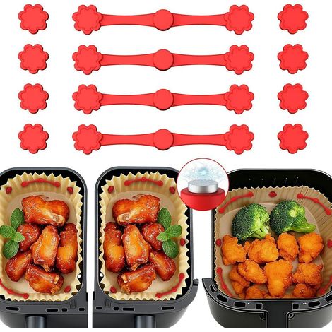 Clip magnetiche in silicone per friggitrici ad aria, confezione da 12. I magneti antiscivolo impediscono alla carta da forno di scivolare. (1/2)