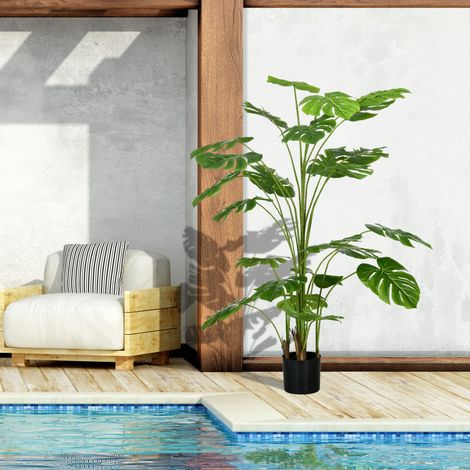 Planta artificial Monstera Deliciosa 180 cm, 24 ramas, de plástico, verde OKMYHOME (1/5)