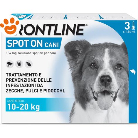 Frontline Dog Spot On (10-20Kg) per Cani Medi - Confezione 3 Pipette - Antiparassitari CANE