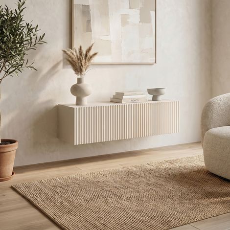 LEYA 90 cm beige Wandkonsole mit verschiebbaren Halterungen (1/5)