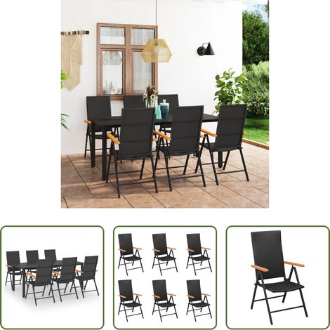 vidaXL Terrassenset - 7-tlg. Garten-Essgruppe Schwarz und Braun (1/5)