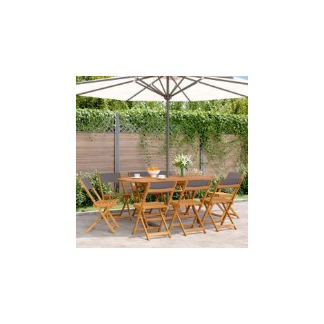 Chaises de jardin pliantes lot de 8 tissu et bois massif (1/5)