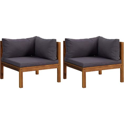 Canapés d'angle 2 pcs, Canapé de relaxation Meuble de Salon, avec coussins gris foncé Bois d'acacia OIB4182E (1/5)