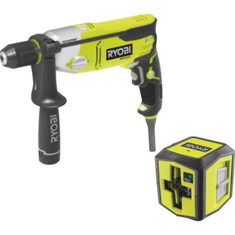 Confezione RYOBI Trapano a percussione - 1010W - RPD1010K - Laser a croce verde - portata 15m - RBCLLG1 (1/5)