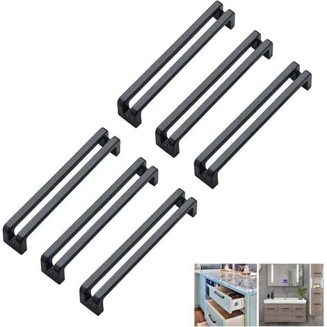 Poignee de Meuble Cuisine Noire, 6 Pièces Poignet Tiroir 96 mm Entraxe, Poignet Placard Alliage de Zinc, Poignee Armoire Chambre Moderne, Poignée de Penderie Porte pour Salle de Bain Bureau (1/4)