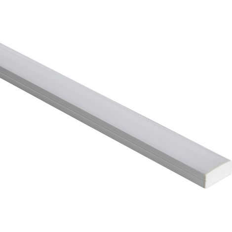 Perfil Aluminio Superficie para Tira LED hasta 20 mm con Tapa Continua Aluminio 2 m Blanco traslúcido (1/4)