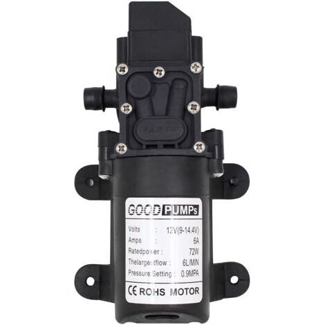Pompe aspirante à membrane haute pression 12V 6A 72W 6L, tuyau droit (1/4)