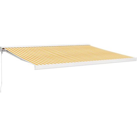 Maison Exclusive - Tenda Retrattile Gialla e Bianca 4,5x3 m in Tessuto e Alluminio