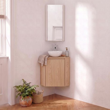 Conjunto de lavamanos de esquina con lavabo, grifo y armario de baño SORRENTO