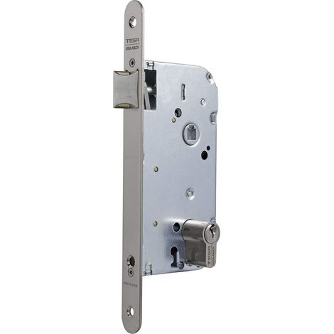 Serrure à boucler pour portes en bois avec cylindre inoxydable entrée 50 mm/Front rond 137 (1/3)