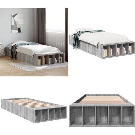 Bettgestell Grau Sonoma 100x200 cm Holzwerkstoff - Holzbettfassungen - Betten 100x200 - Lattenrost - Schlafzimmer Möbel - Graues Bett - Home & Living (1/5)