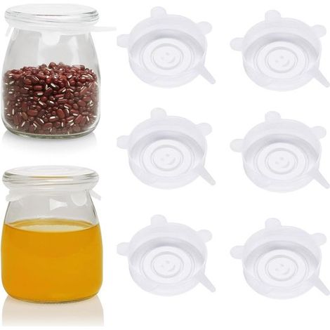 Coperchi in silicone riutilizzabili (6 pezzi) per alimenti, senza BPA, universali, mantengono il cibo fresco e lavabili in lavastoviglie. (1/5)