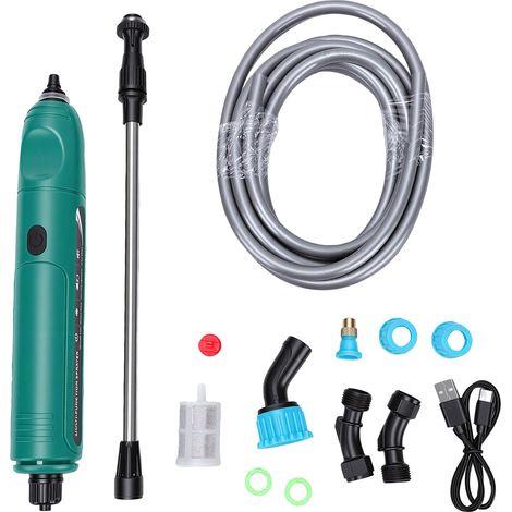 Arroseur électrique télescopique rechargeable de 79 cm (31,1 pouces) avec tuyau de 3 m (9,8 pieds), 3 buses et filtre pour pelouse et espaces verts. (1/5)