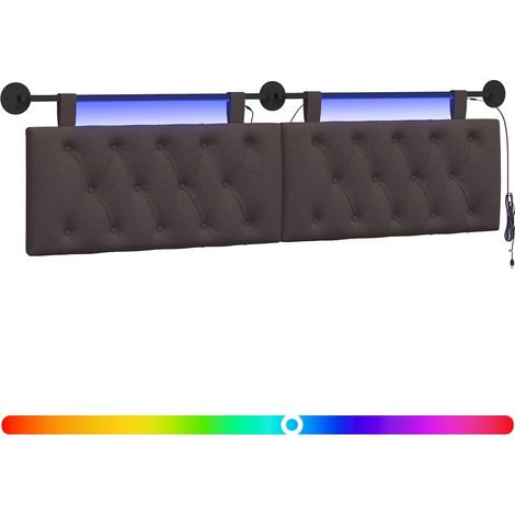 Maison Exclusive - Testiera sospesa Con luce LED Marrone Scuro Tessuto (1/5)