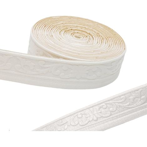 Frise autocollante, étanche 10 m, bande décorative 3D, autocollante, imperméable, motif en dentelle, pour couloir, plafond, coin, ligne, bord mural, décoration de la maison, blanc (1/5)