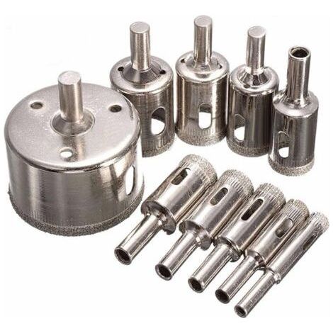 Diamond Hole Saw Kit for Cutting Glass, Tile, Ceramic, Marble (8mm, 10mm, 12mm, 14mm, 16mm, 18mm, 20mm, 22mm, 26mm, 50mm) (1/5)
