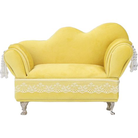 Coffret de rangement bijoux canapé jaune crème poupée maison meubles décoration(18x13x7cm) (1/5)