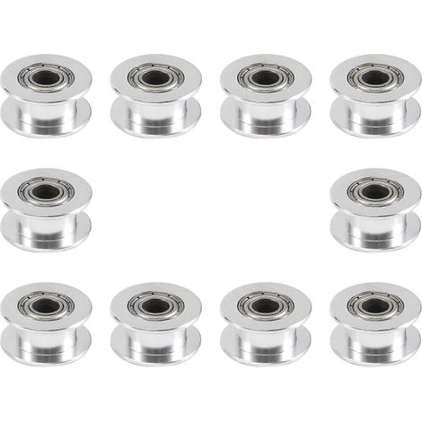 GT2 20 Zahnlose Bohrung 5mm Aluminium Zahnriemen-Umlenkrolle für 3D-Drucker 6mm Breite Zahnriemen (10er-Packung)()