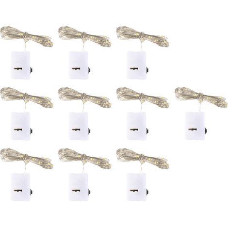 Guirlande Led - 2 M - 20 Led Blanc Chaud - Bouchon En Liège Pour Bouteille - Décoration Festive - Lot De 10 (1/5)