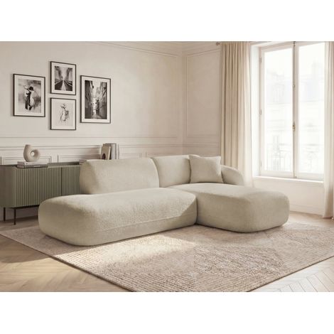 BOBOCHIC - Canapé d'angle fixe modulable ANDA avec 1 méridienne et 1 chauffeuse bout de canapé Angle droit Beige (1/5)