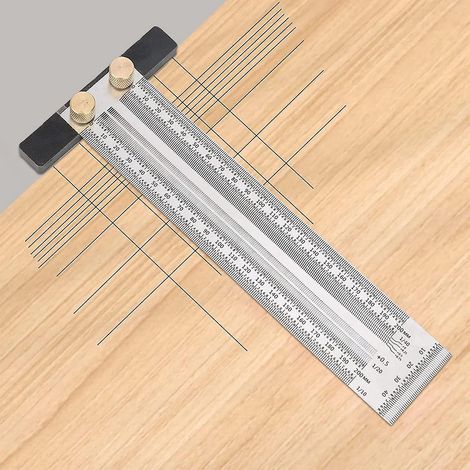 rgle T (300mm) Pour Le Travail Du Bois De Haute Prcision Pour La Coupe,rgle De Ligne De Scribe D'chelle De Marquage De Jauge Avec Des Trous,rgle D (1/5)