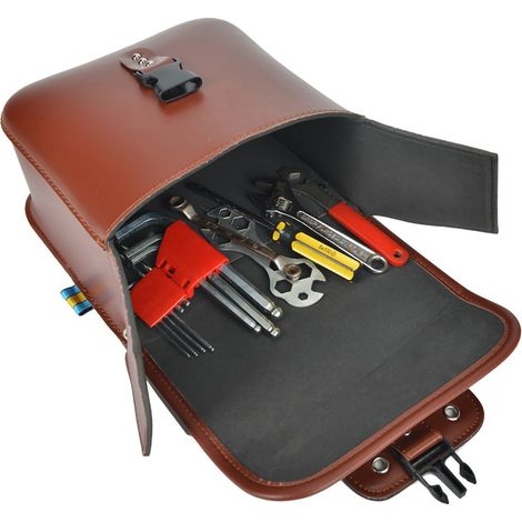 1 paire de sacoches latérales pour moto, sacoches de selle étanches en cuir PU et sacoches suspendues pour modification de voiture, de couleur marron. (1/5)