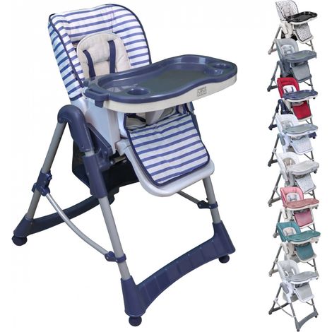 Chaise haute bébé pliable réglable 3 positions – Structure en acier – Harnais 5 points – Tablette détachable et lavable – Monsieur Bébé (1/5)