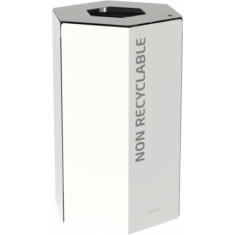 Corbeille de tri sélectif Hexatri, avec serrure - autres déchets - 50l - blanc / gris clair - RAL 9022