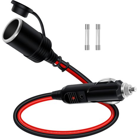 Cigarette Lighter Extension Cable 12 V 24 V 14 AWG 15 A 20 A Car Cigarette Lighter Extension Cable with LED for Motorcycles, Boats, Cars (1 m) (1/5)